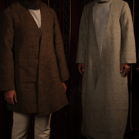 The Talib Asymmetric Cloak and Tailored Cloak, a recent addition to our Talib collection.