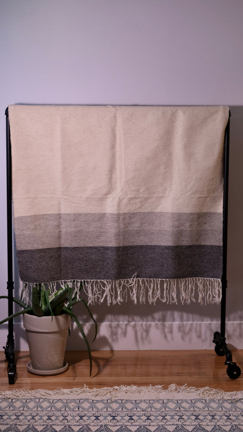 Oversized Shawl | Grey Block Weave