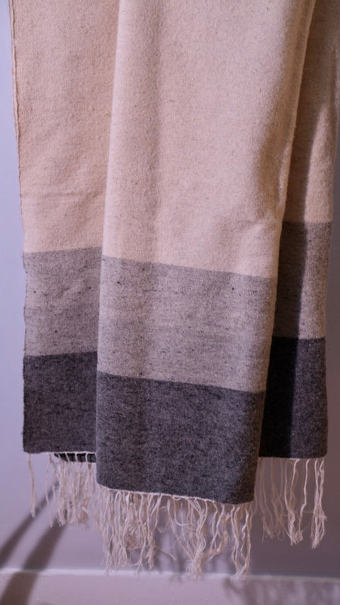 Oversized Shawl | Grey Block Weave