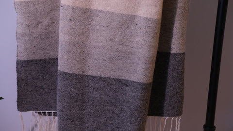 Oversized Shawl | Grey Block Weave